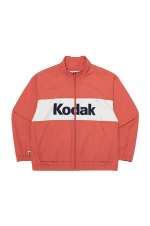 컬러블럭 우븐 빅로고 안감 자켓 ORANGE