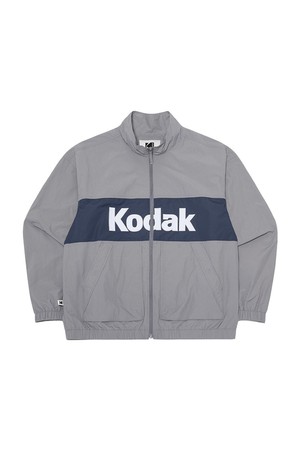 컬러블럭 우븐 빅로고 안감 자켓 GREY