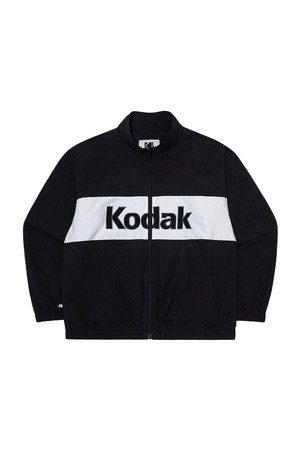 컬러블럭 우븐 빅로고 안감 자켓 BLACK