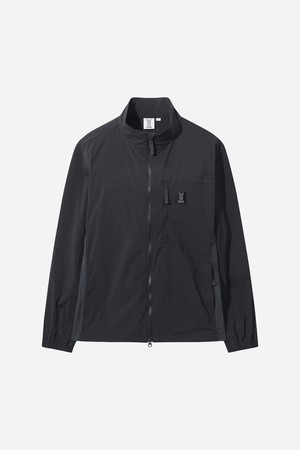 스탠넥 홑겹 배색 자켓(BLACK(블랙))