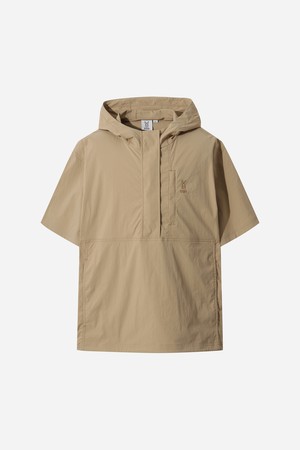 아이스클래쉬 반팔 후드 아노락 (TAN)