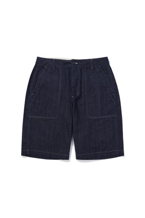 6부 스티치 워싱 데님 반바지 NAVY