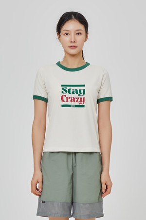 에이드 링거 라운드 반팔 티셔즈 여자(IVORY)