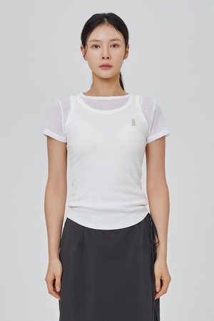 골지 슬리브리스 티셔츠 여자(OFF WHITE 2)