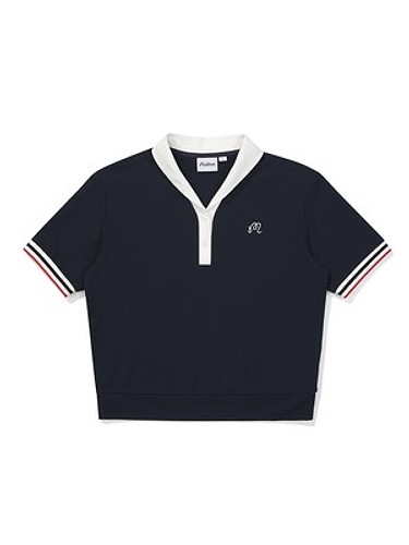 포인트 변형 카라 티셔츠 NAVY (WOMAN)-a