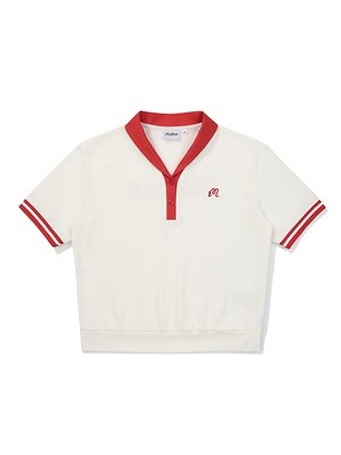 포인트 변형 카라 티셔츠 WHITE (WOMAN)-a