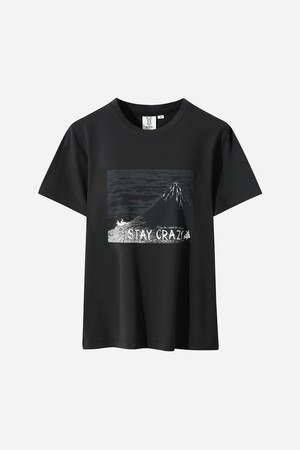 에이드 마운틴 그래픽 반팔 티셔츠 여자(BLACK)