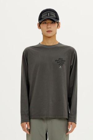 유니) 레터링 제나두 긴팔 티셔츠(D.CHARCOAL GREY)