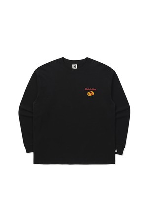 피치 기모 필름 와펜 긴팔 티셔츠 BLACK