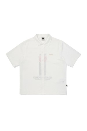 플래시 패턴 자가드 반팔 셔츠 IVORY