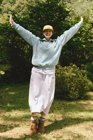 미니 로고 롱 스커트 WHITE MELANGE