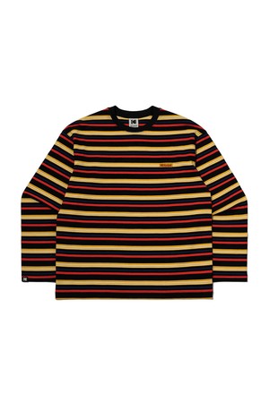 스트라이프 긴팔 티셔츠 BLACK