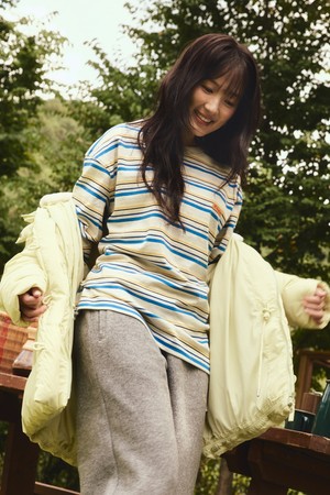 스트라이프 긴팔 티셔츠 OATMEAL