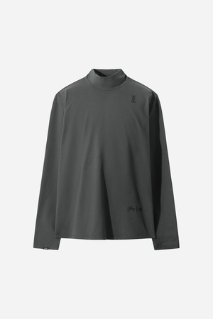 남성) 에센셜 모크넥 긴팔 티셔츠(CHARCOAL)