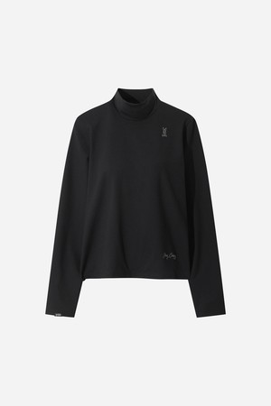 여성) 에센셜 모크넥 긴팔 티셔츠(BLACK)