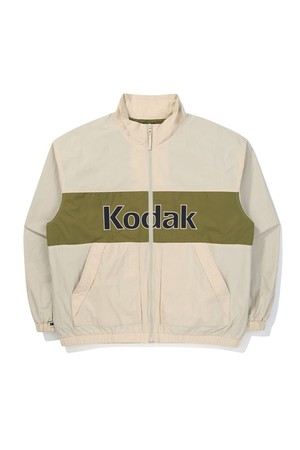 컬러블럭 빅로고 안감 자켓 IVORY