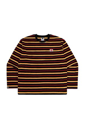 스트라이프 테리 긴팔 티셔츠 BLACK