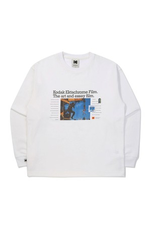 피치기모 그래픽 긴팔 티셔츠 WHITE