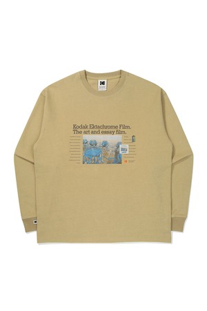 피치기모 그래픽 긴팔 티셔츠 BEIGE