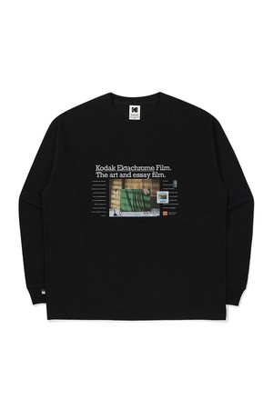 피치기모 그래픽 긴팔 티셔츠 BLACK