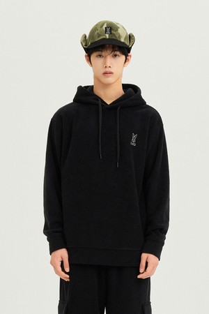 유니) 테리업 에센셜 후드(BLACK)