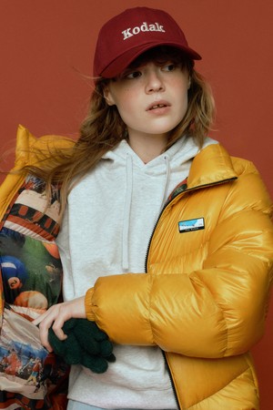 오버핏 레터링 볼캡 RED