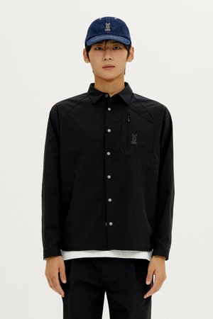 유니) 하이브리드 미니멀 셔츠(BLACK)