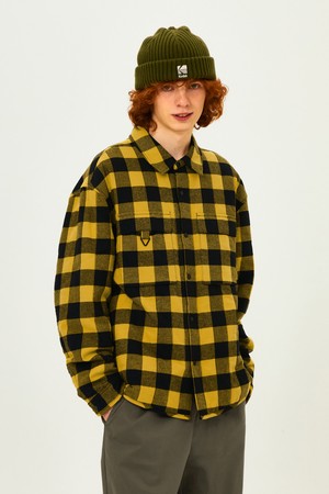 체크 패딩 셔켓 YELLOW