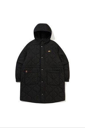 씨네프레임 경량 퀼팅 롱 후드 자켓 BLACK
