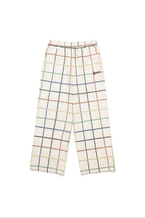 씨네라운지 체크 코튼 스트레이트 팬츠 IVORY