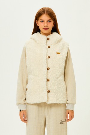 브라우니 후드 플리스 베스트 우먼 IVORY