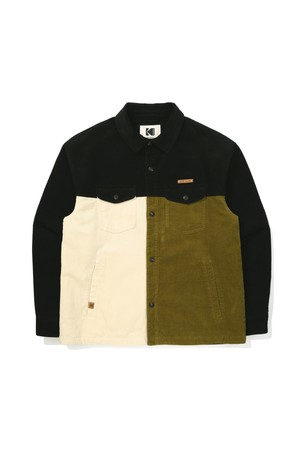 브라우니 컬러블럭 패딩 셔켓 CHARCOAL