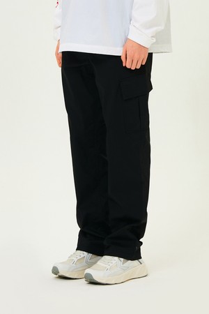 피치 기모 스트링 와이드 팬츠 BLACK