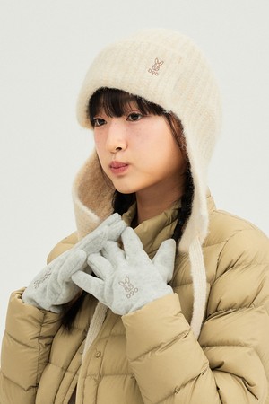 코지 울 이어 플랩 비니(IVORY DARK)