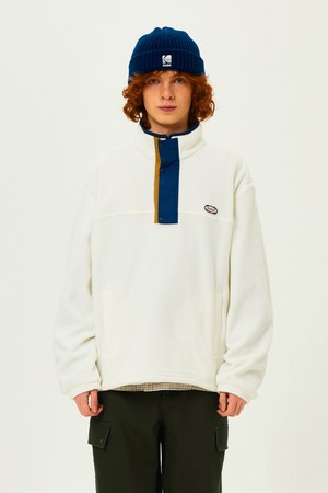 [POLARTEC] 플리스 스탠넥 반집업 맨투맨 IVORY