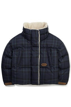 브라우니 체크 숏 다운 자켓 우먼 NAVY