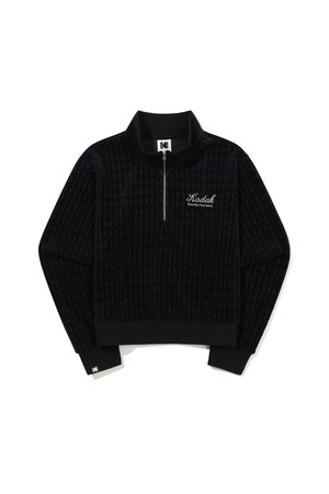 벨벳 케이블 반집업 니트 우먼 BLACK