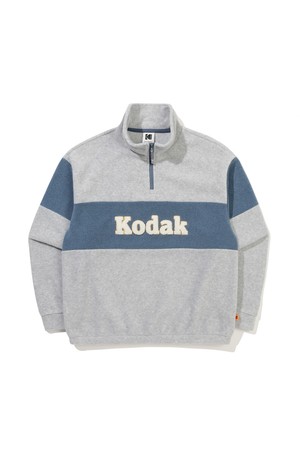 컬러블럭 마이크로플리스 반집업 맨투맨 MELANGE GREY