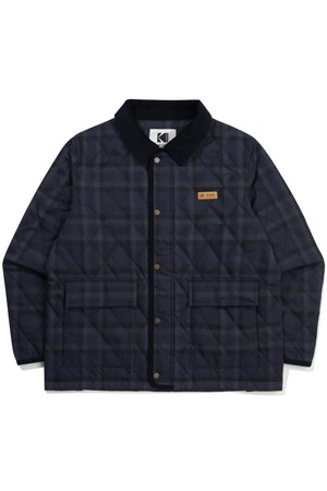 씨네프레임 체크 경량 퀼팅 자켓 NAVY