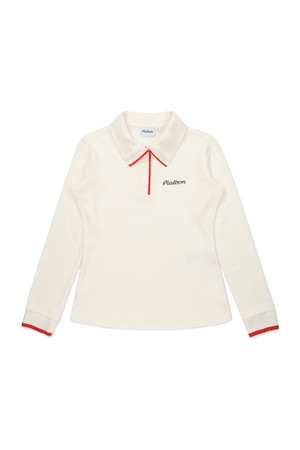 여성 컬러 배색 롱슬리브 티셔츠 IVORY (WOMAN)_IVORY-a