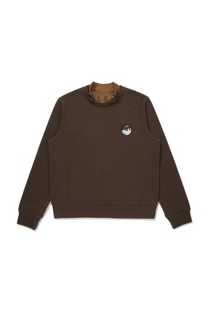 여성 이중 모크넥 로고 티셔츠 BROWN (WOMAN)_BROWN-a