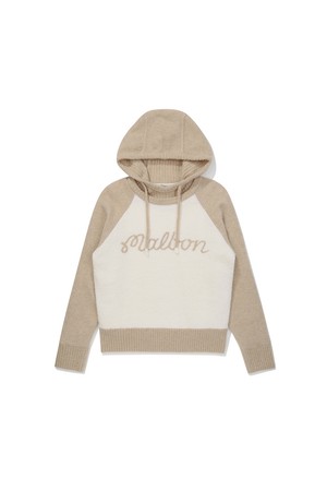 여성 래글런 후드 배색 니트 BEIGE (WOMAN)_BEIGE-a