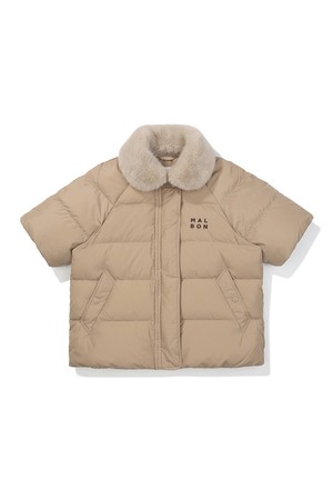 퍼 트리밍 숏 슬리브 다운 자켓 BEIGE (WOMAN)_BEIGE-a