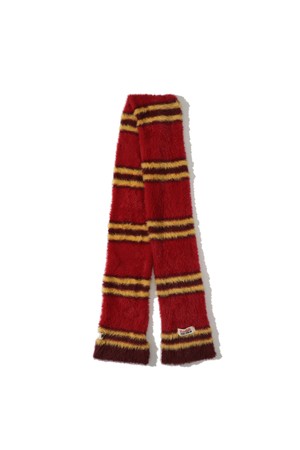 헤어리 컬러 스트라이프 머플러 RED