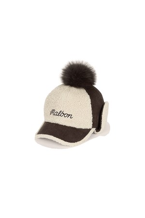 리얼 퍼방울 코듀로이 귀달이 캡 BROWN (WOMAN)_BROWN-a