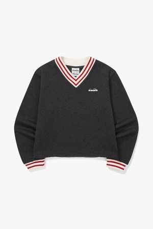 브러쉬드 코지 브이넥 맨투맨 우먼 GREY_GREY-a