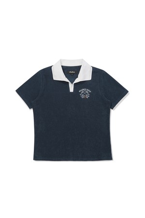 여성 배색 오픈 카라 티셔츠 NAVY (WOMAN)_NAVY-a