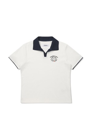 여성 배색 오픈 카라 티셔츠 OFF WHITE (WOMAN)_WHITE-a