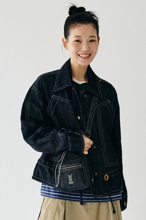여성) 린넨 데님자켓(DARK INDIGO)