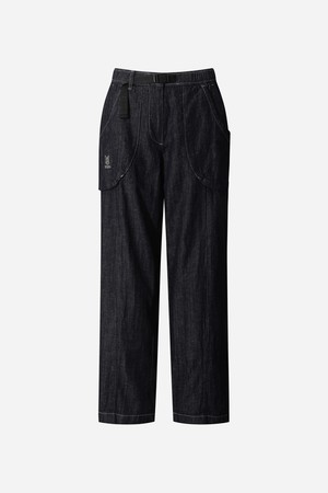 여성) 린넨 데님 세미오버핏 래빗팬츠(DARK INDIGO)